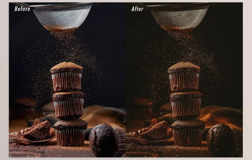 CreativeMarket - 6 Dark Food Lightroom Presets - Perfect for food photography or any content that thrives on dramatic lighting and tones.