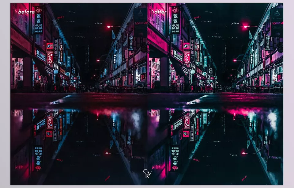Creative Market - 6 Neon Lights Lightroom Presets - Achieving stunning neon effects is easy, regardless of the photography style or lighting conditions.