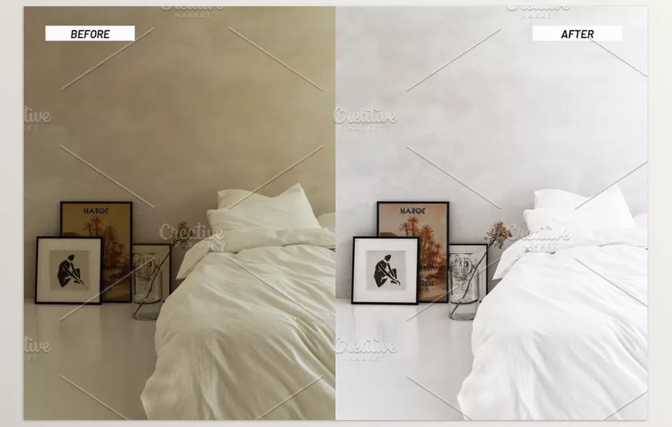 Creative Market - Lightroom Presets Clean Interiors - Bright, natural tones bring warmth and clarity to every corner of your space.