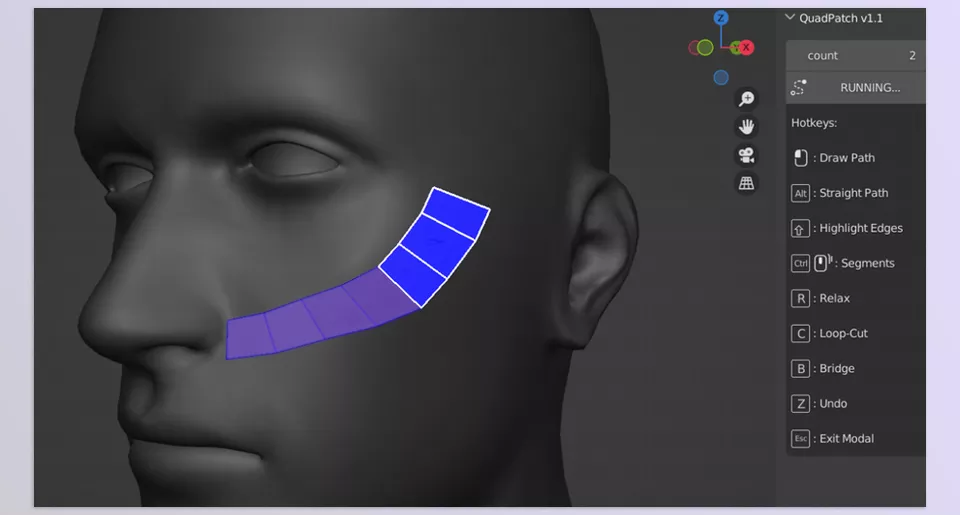 QuadPatch - Edge-loop path highlighting