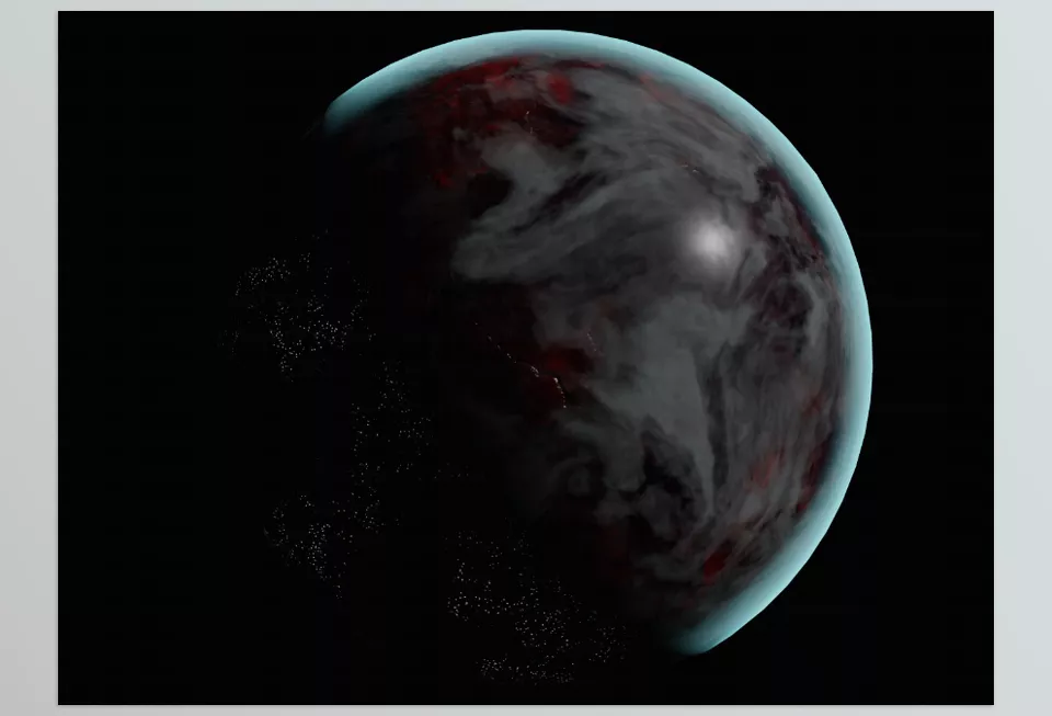 Kit Ops Space Kpack - These planets are procedurally generated, featuring some with city emissions and others showcasing flowing lava effects.