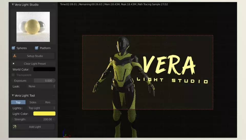 Vera Light Studio - Add Coloured Lights and Customize them.