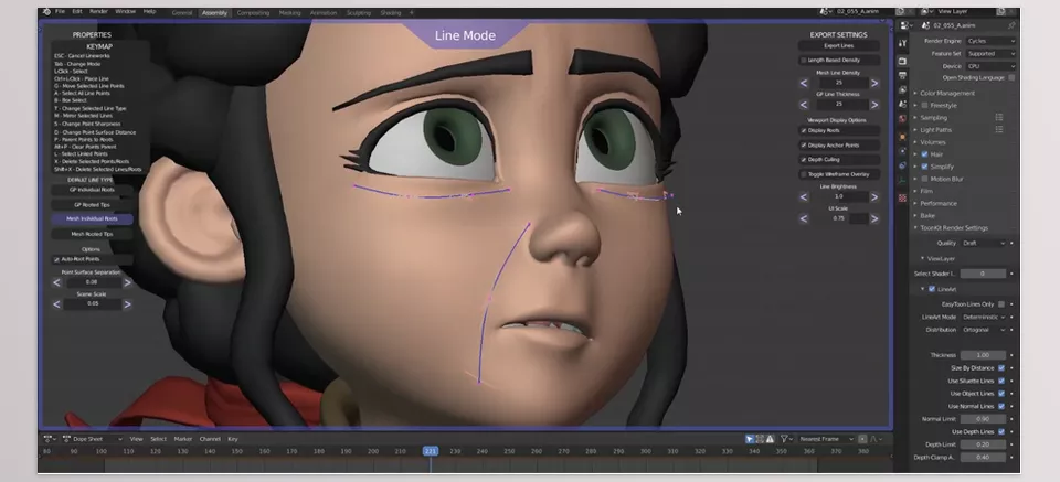 Lineworks - The lines will follow the surface of your character according to their placement and come with a rig that allows you to customize their appearance.