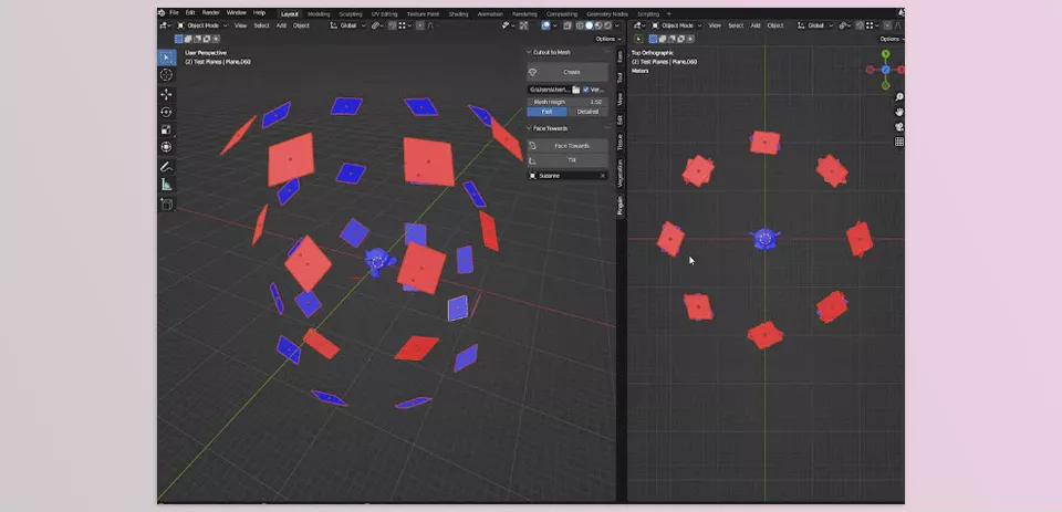 Pinguin Cutout To Mesh - Selected objects will tilt toward the target object.