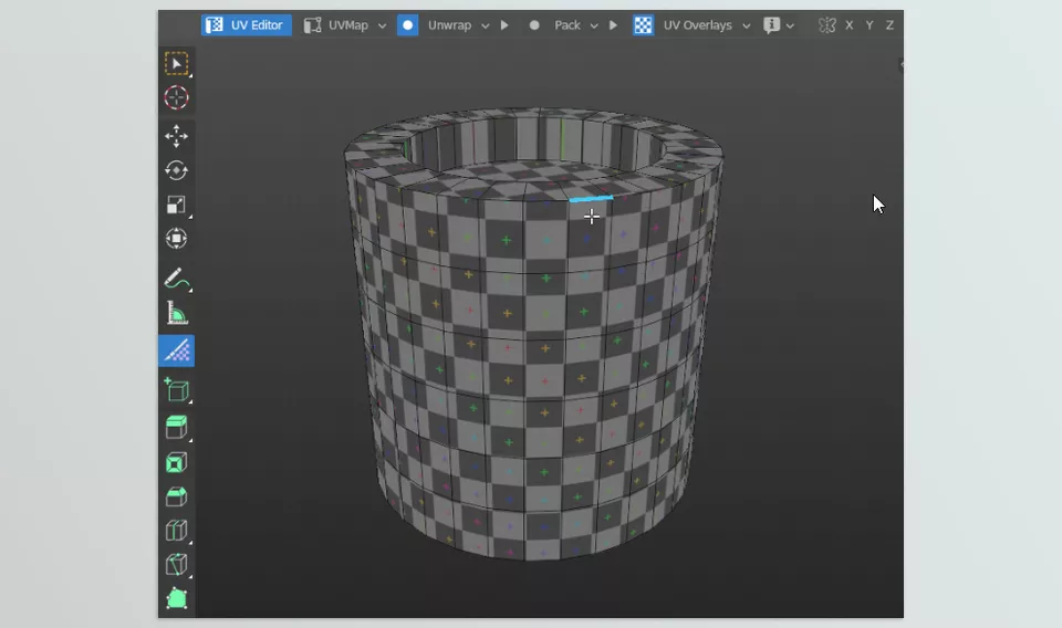 Uv Flow - Click to mark seams, click and drag to draw them. Hold Alt during any action to remove seams. Double-click on faces to select islands.