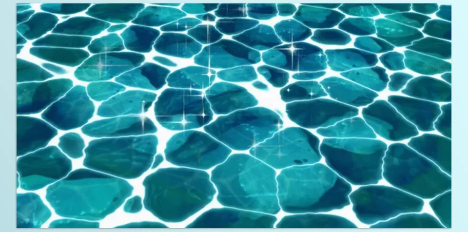 Anime Style Caustics and Sparkle FX - The water sparkles with anime-style effects.