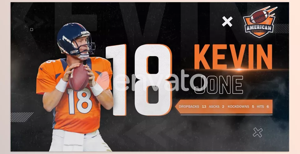 Sports Player Introduction - This template features custom text placeholders, video and image placeholders, and customized color controls.