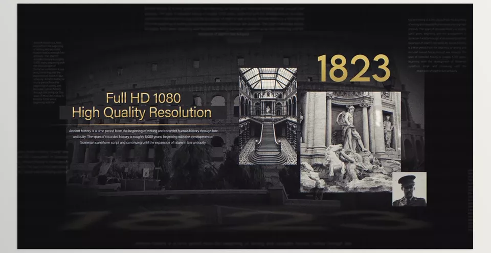 Historical Documentary Slideshow - 57Text Holders Including Intros