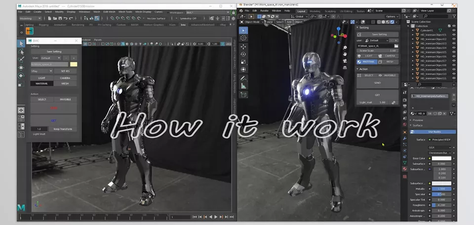 Blender Maya Converter - This tool can be used for rendering, modeling, or other tasks in both Blender and Maya, allowing artists to leverage the strengths of each software.