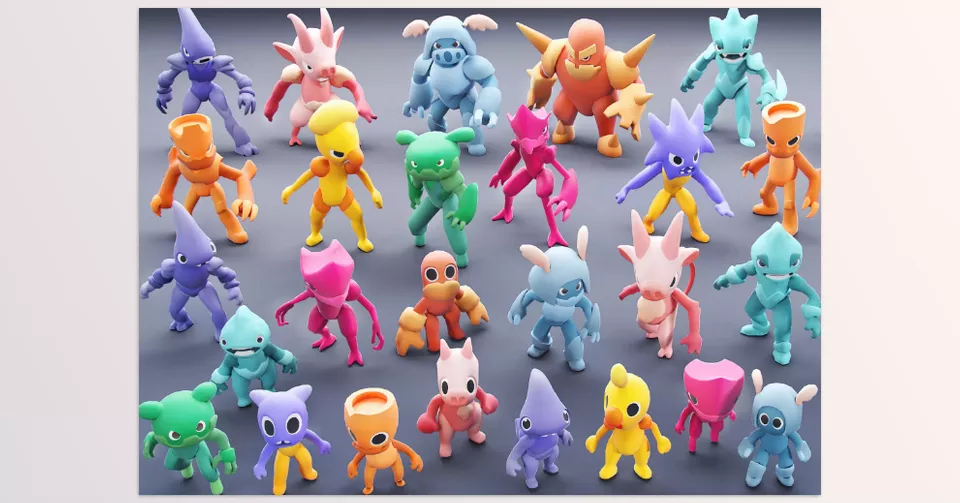 Monsters Pack 04 - Cartoon character models are part of the evolving сreatures collection.