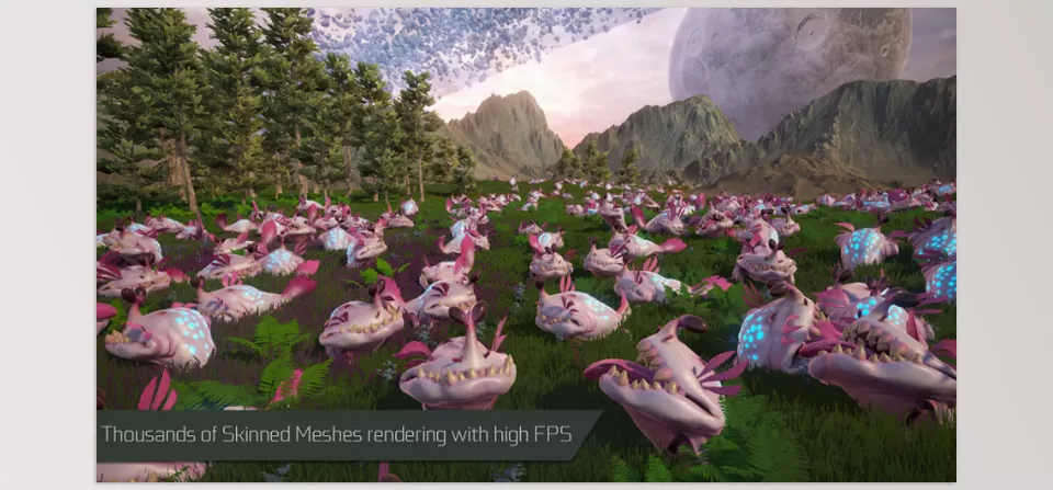GPU Instancer Crowd Animations - Indirect GPU instancing with skinned meshes.