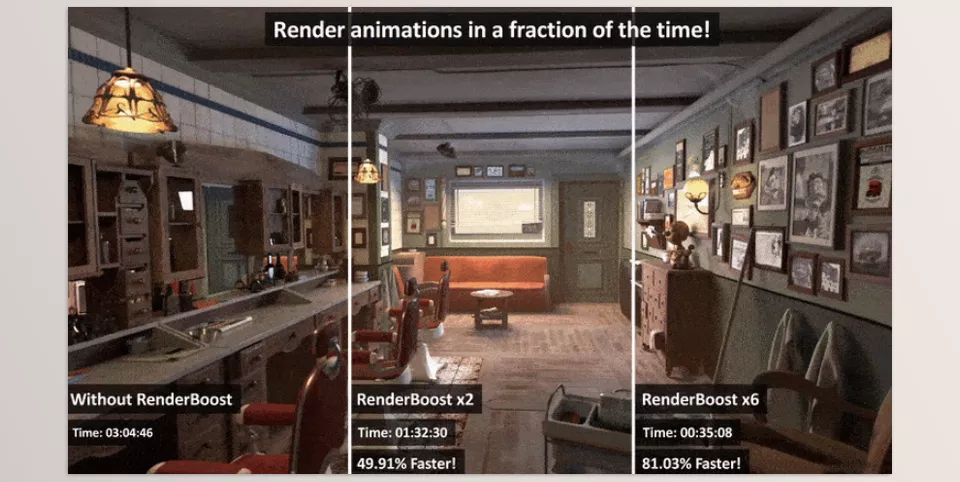 Renderboost Pro Addon - create extra frames that seamlessly blend with your rendered frames.