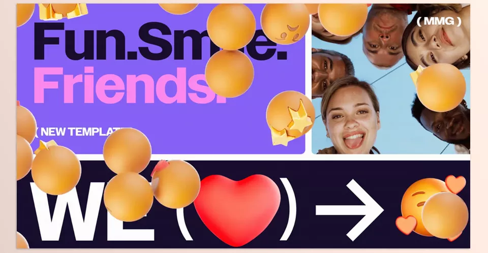 3D Emoji Intro - Customize your colors using the Color Control feature, add your own text, incorporate your brand font.
