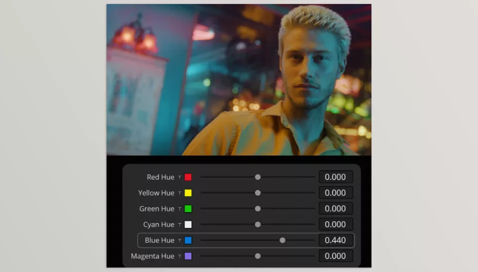 Color Shift DCTLS - DCTL has been used to modify the blue tones, shifting them linearly toward cyan.