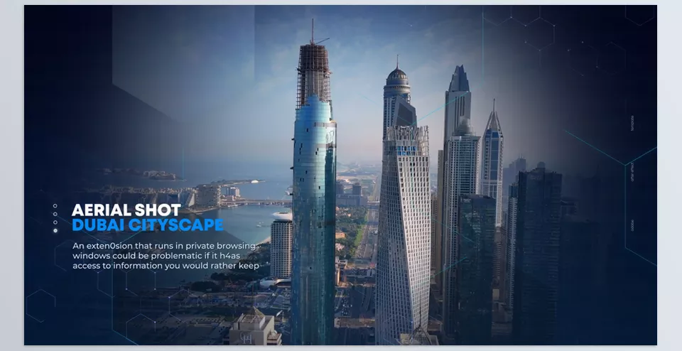 Modern Grid Corporate Slideshow - modular structure for your presentation, display, promo, with hexagonal grid and line light.