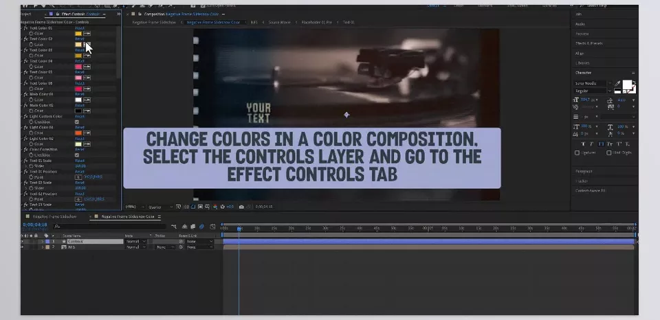 Negative Frame Slideshow for After Effects - Full-color controls