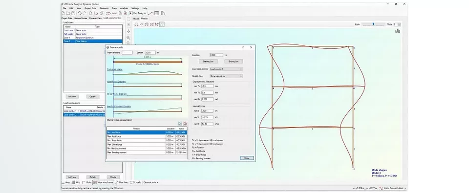 2D Frame Analysis Dynamic Edition - Supports for Translational and Rotational Springs