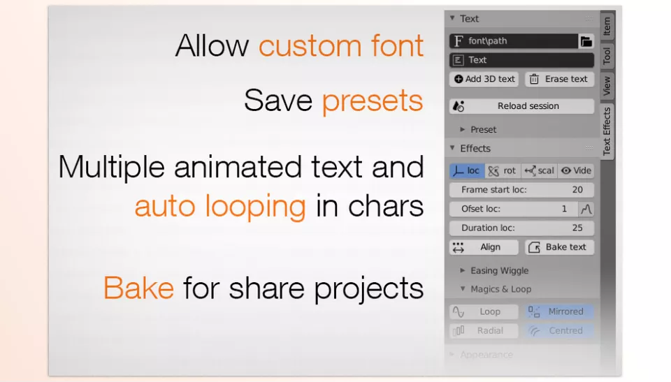 Text Effects - custom preset with saving font