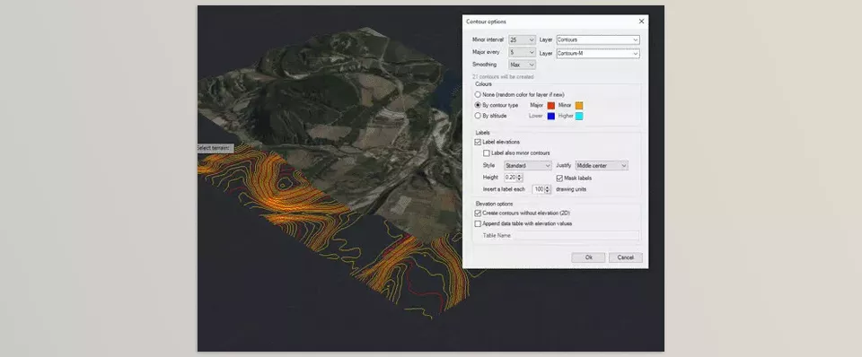 Spatial Manager for AutoCAD Professional - Generate terrains and related objects, such as 3D points and contours, using 3D data or elevation services within AutoCAD.