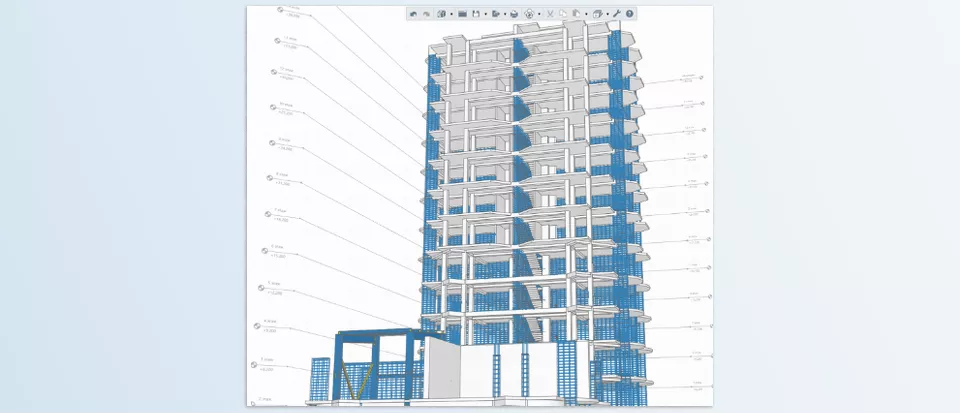 Renga Professional - 3D visualization enables the selection of appropriate structural concepts and the precise refinement of nodes and joints in structural components.