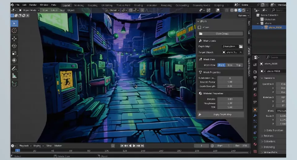 Zform - Effortlessly adjust mesh properties and material settings to create detailed, realistic 3D models from depth maps.