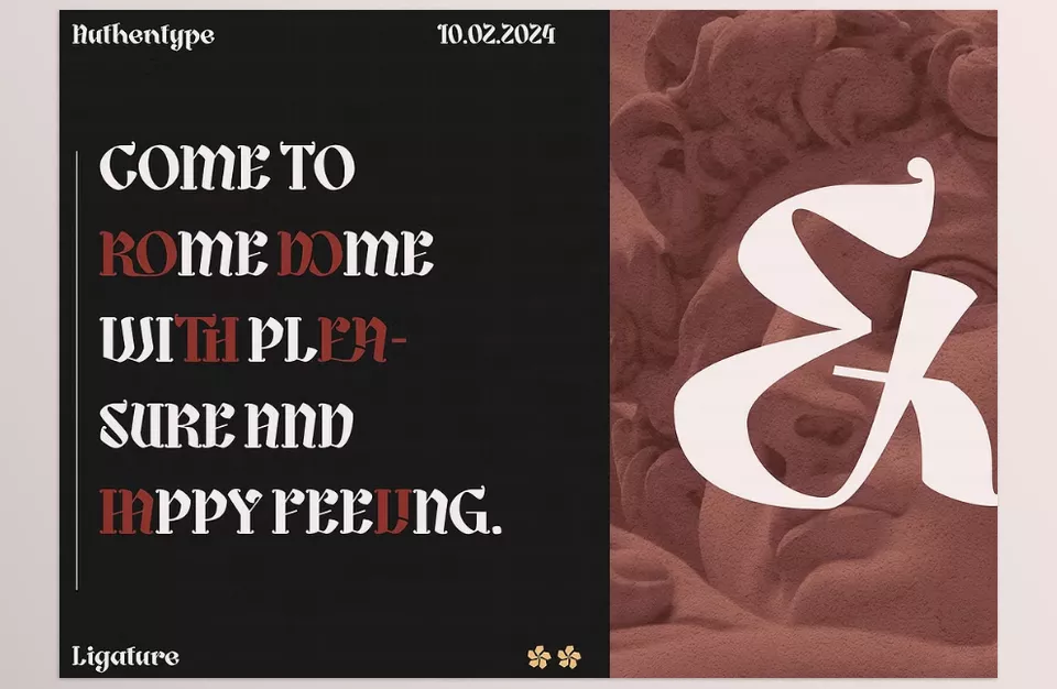 Black Rose Gothic Font - features meticulously crafted swashes, stylistic sets, and ligatures, lending each letter a unique, artistic flourish.