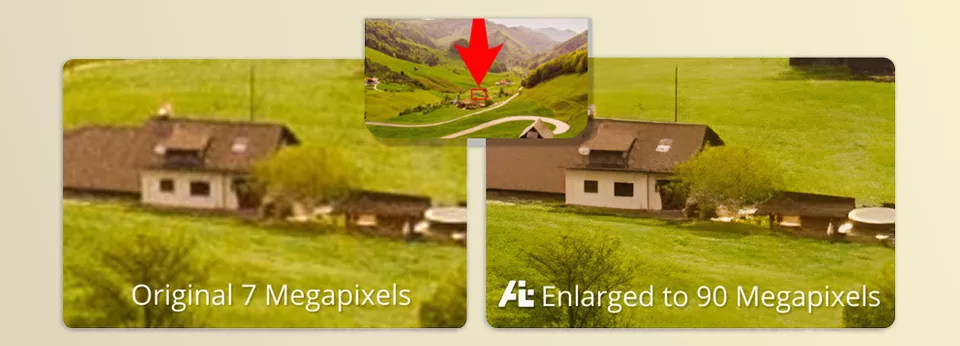AI Photo and Art Enhancer - Increase photo resolution by up to 16 times the original pixel count.