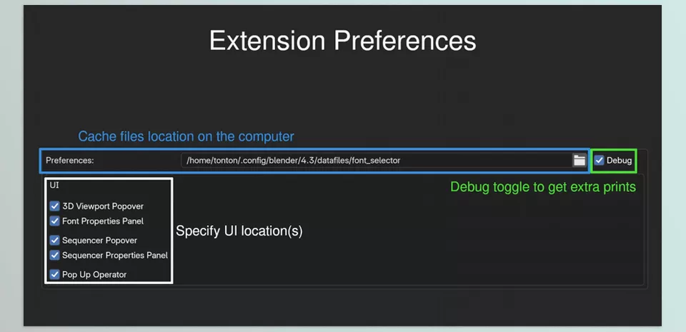 Font selector for Blender - Automatic detection of the font folders