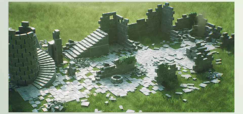 Stylized Castle Ruins Asset Pack - Textures are modular
