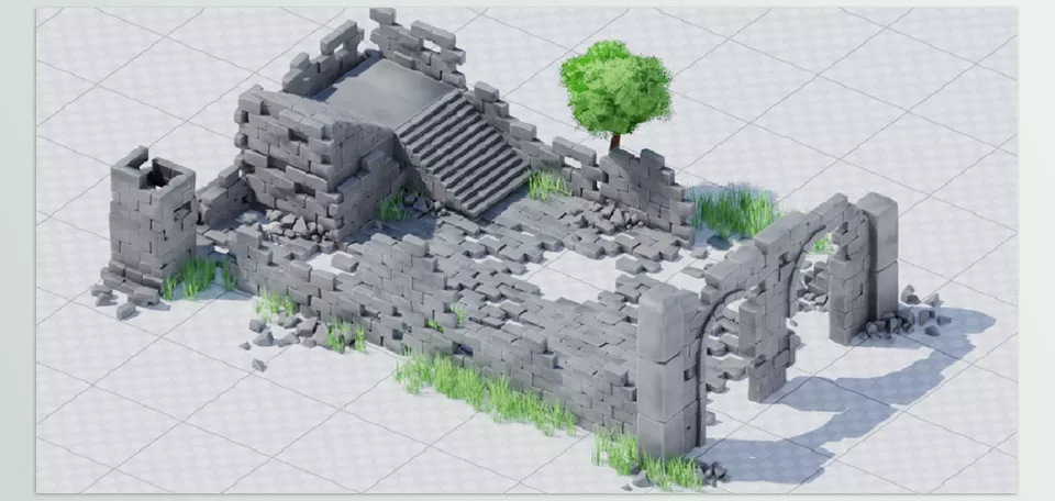 Stylized Castle Ruins Asset Pack - Adapt the stone into any colour.