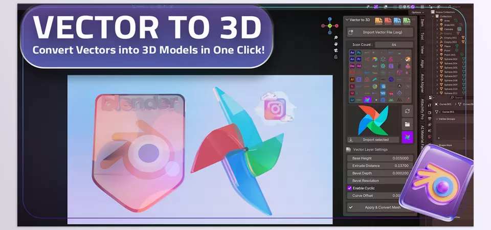 Vector to 3D - Customizable Settings
