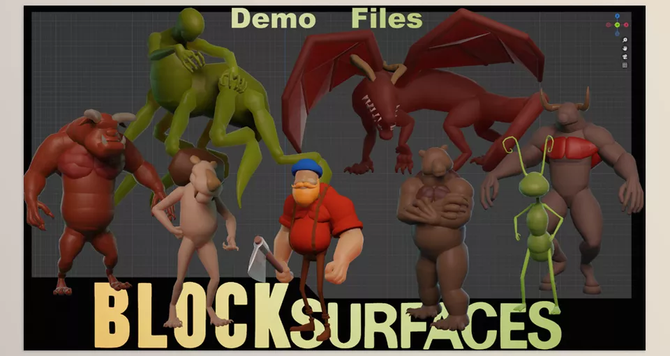 Blender - Blocksurfaces - Quickly block out character shapes with a flexible and intuitive workflow.