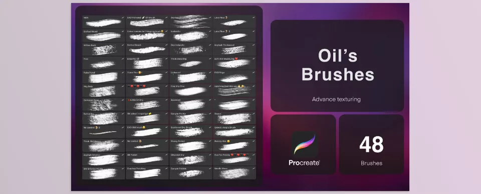 Procreate brushes Oils Powerpack for traditional Lovers - Achieve an actual oil painting effect effortlessly in Procreate.