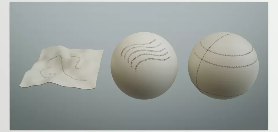Geometry Nodes Procedural Stitches - Draw customizable stitch patterns directly onto your models with ease.