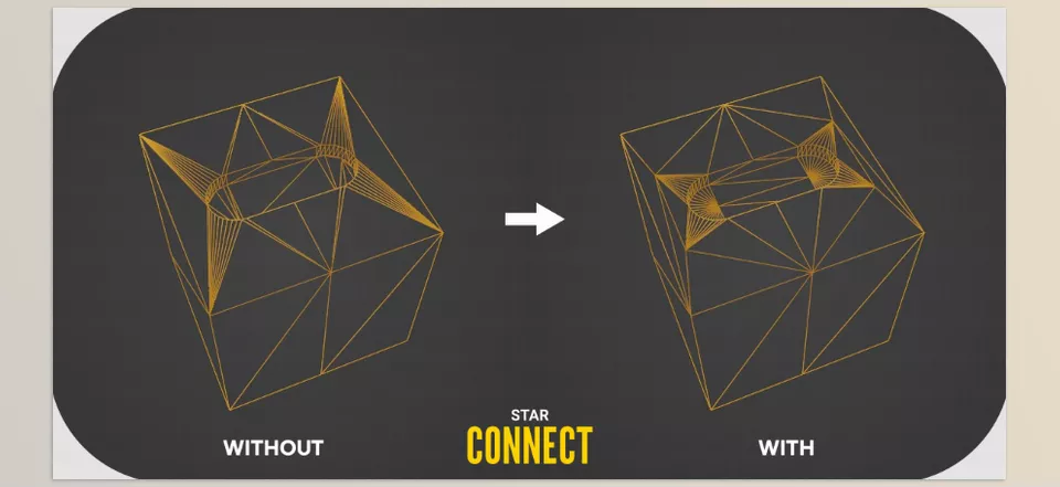 Blender - Star Connect Smart Mesh Triangulation - Automatic bevel detection ensures smooth and clean mesh connections.
