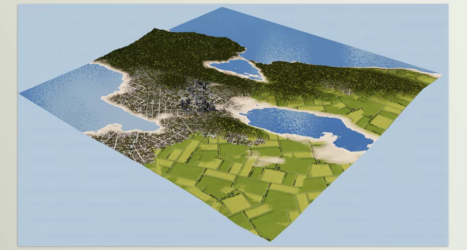 Procedural Planet And Terrain Generator - Seamless planet generation showcasing a diverse landscape, including continents, mountains, and cities.