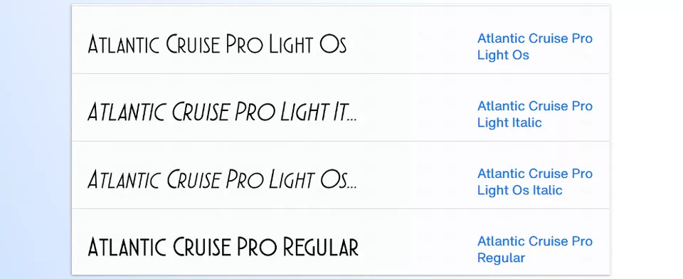 Atlantic Cruise Pro Font Family - Elegance and style converge in this typeface, adding a touch of midcentury flair to any design.