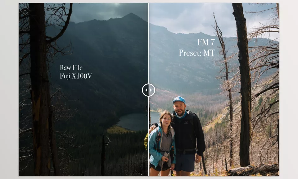 FM7 Lightroom Preset - A warm golden hour glow enhances the natural beauty of this outdoor shot, giving it a timeless, cinematic feel.