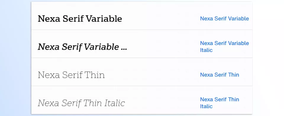 Myfonts - Nexa Serif Font Family - A refined serif that blends geometric simplicity with intricate detailing, perfect for elegant typography.
