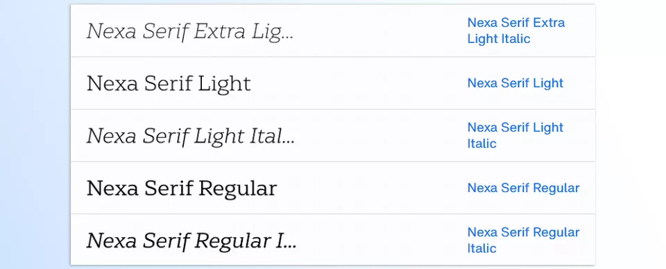 Myfonts - Nexa Serif Font Family - Designed for seamless pairing, this typeface offers clarity, sophistication, and versatility in every letterform.