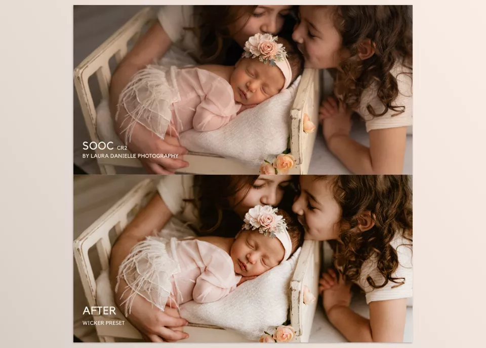 Wicker Lightroom Presets - Designed for natural and LED lighting, these presets deliver creamy tones with a professional finish.