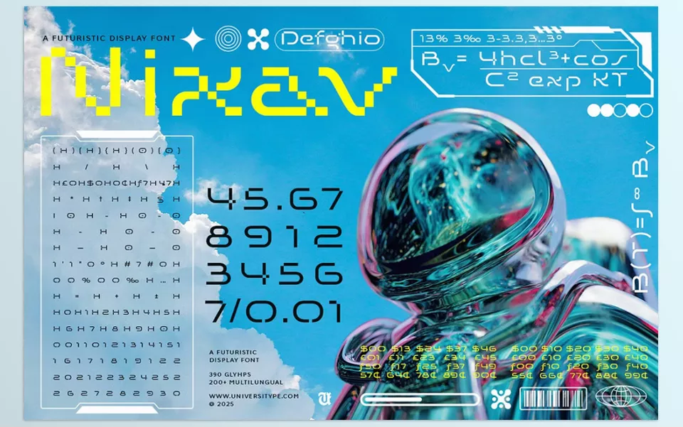 Creative Market - UT Defghio Nixav A Futuristic Font - Transform your projects with sleek, high-tech fonts that capture the essence of tomorrow’s digital world.