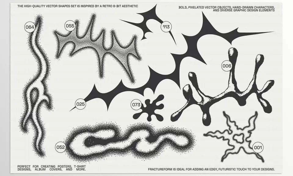 Creative Market - FractureForm Graphic Pack - Perfect for creating dynamic visuals for fashion, digital art, and branding.