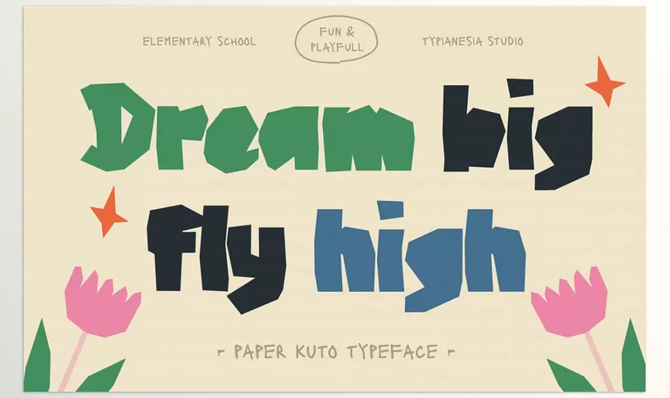 Paper Kuto Papercut Style Font - Stand out shining and carefree looks that go with this font.