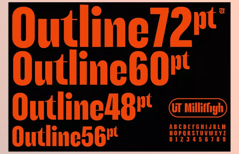 UT Milliffigh A Condensed Font - The high contrast design of UT Milliffigh will ensure your headlines will be impossible to miss, making it stand out in all branding scenarios.