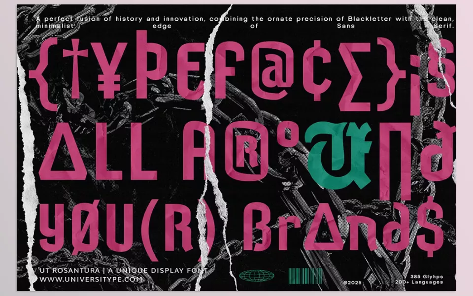 UT Rosantura A Unique Display Font - Show off with font strikingly capturing both tradition and modernity and designed perfectly to make your work stand out.