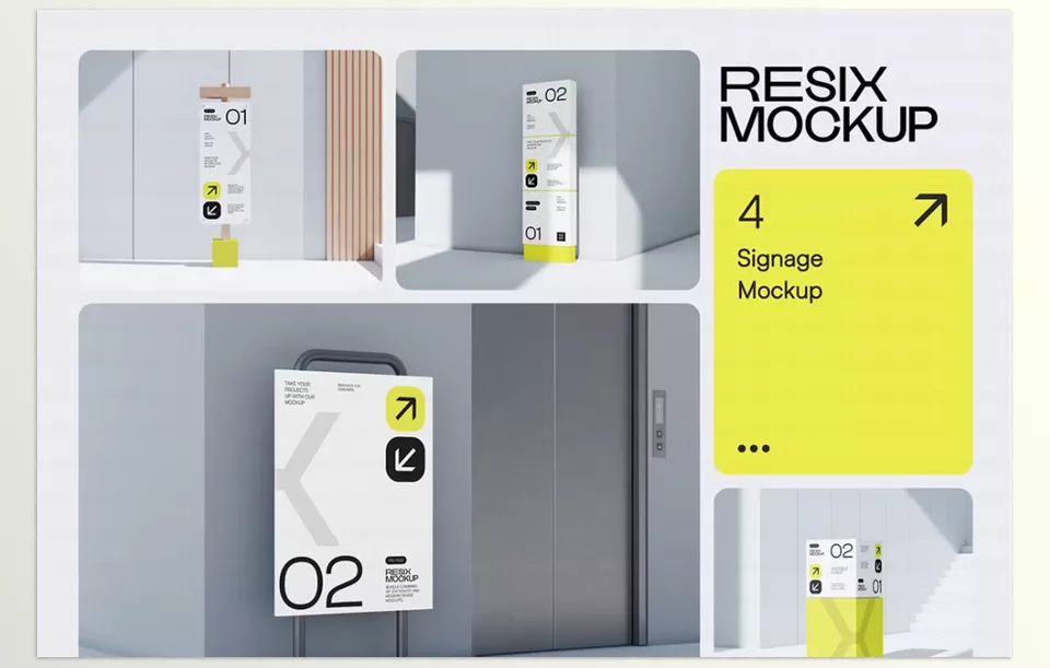 Creative Market - Clean Style Branding Mockup Bundle - Bring realism to your storefront with vivid signage that is sure to grab attention.