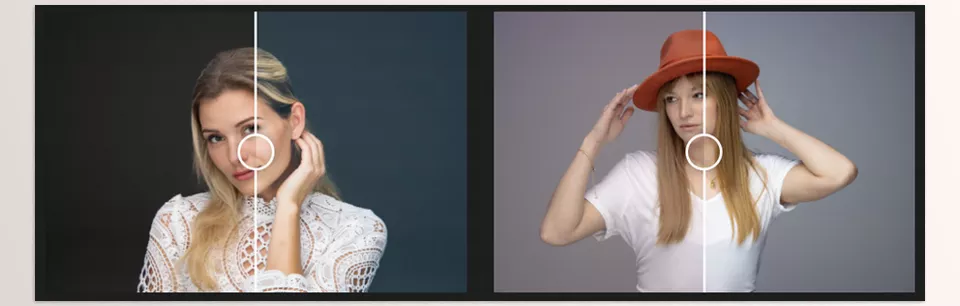 AI One click Portrait Retoucher Collection - Everything can be visualized with the use of a simple slider.