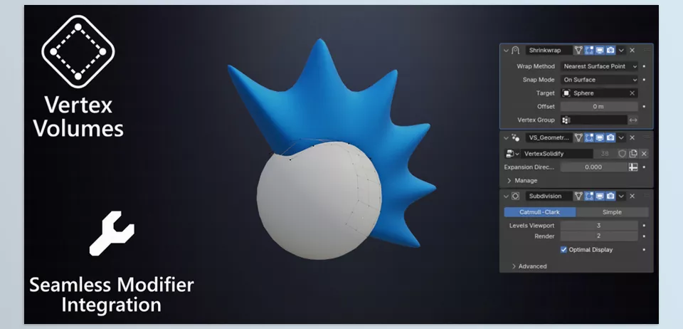 Blender - Vertex Volumes - Attain detail and precision effortlessly with custom offsets and vertex radii.