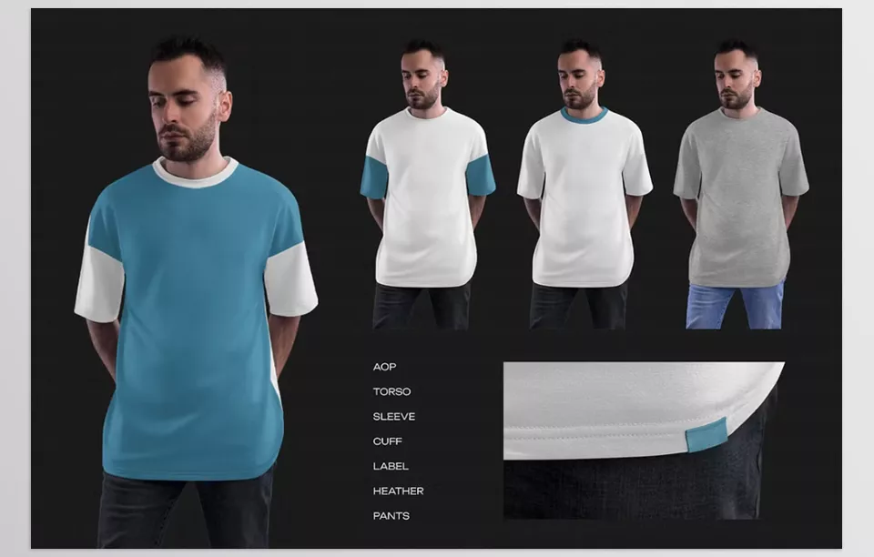3 Mockups Oversize T-shirt - Numerous patterns and colour selections allow the effortless realization of your designs.